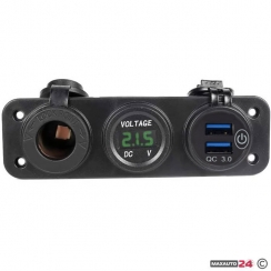 Волтметър с 2 USB порта, гнездо и кабел - 1632